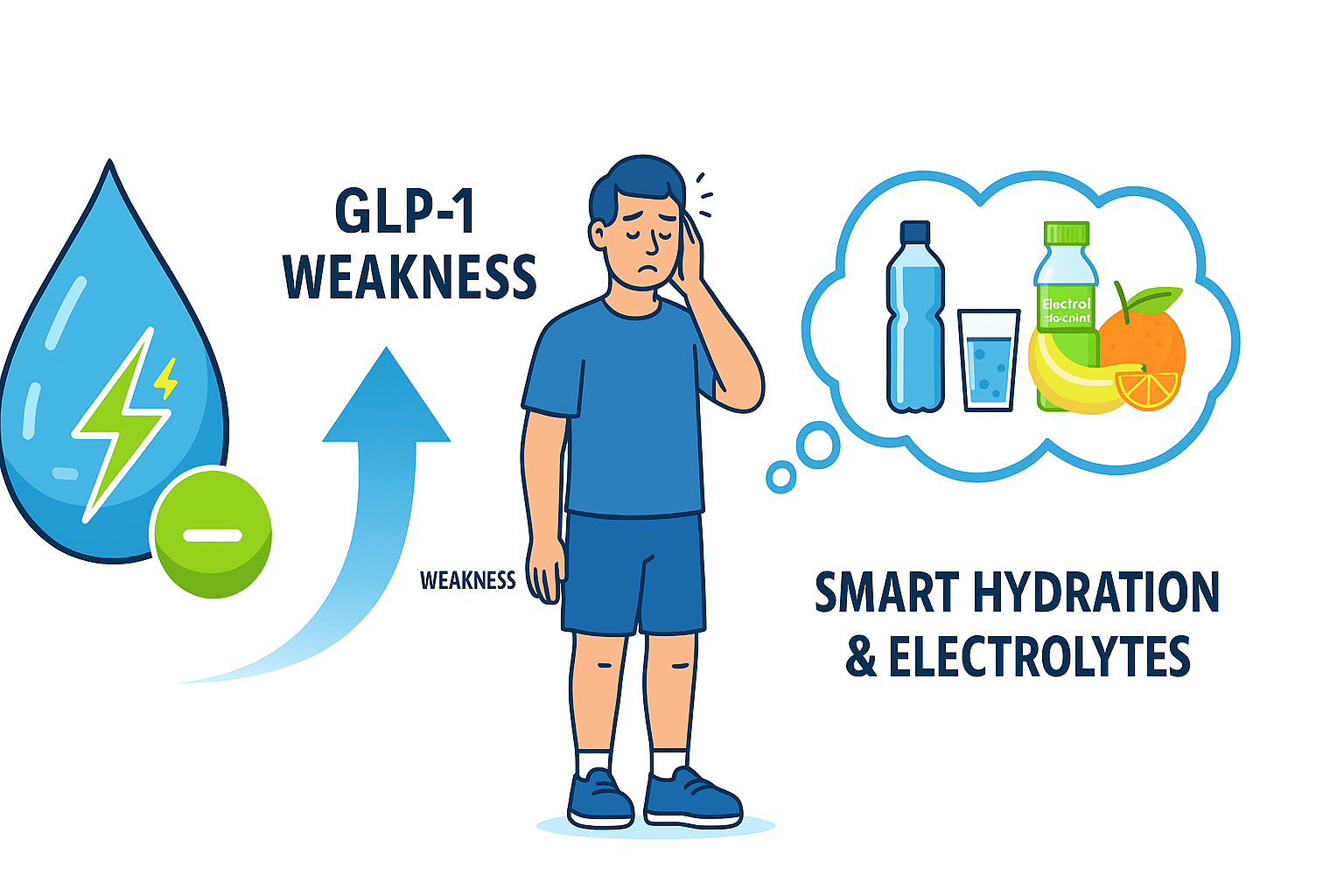 GLP-1 Weakness hero image with smart hydration and electrolytes plan