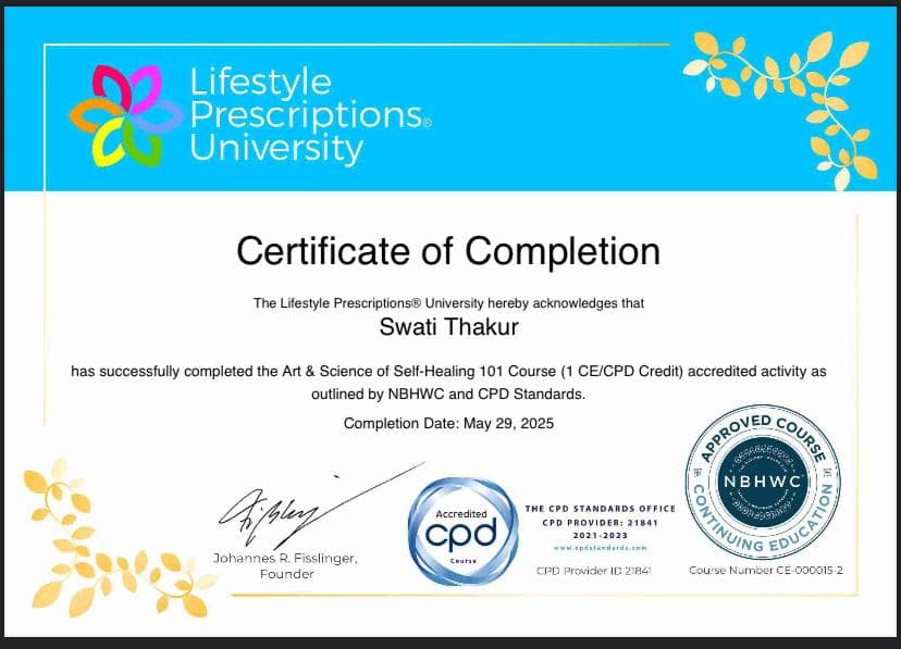 Swati Thakur health coaching certifications